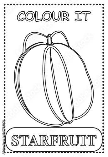 Coloring page for kids learning Starfruit
