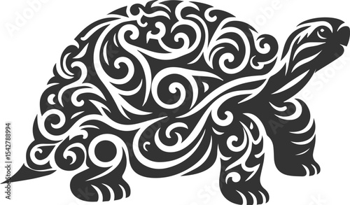 Drawing silhouette of a tortoise animal vector black