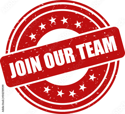 Join our team red stamp, Stamp round style