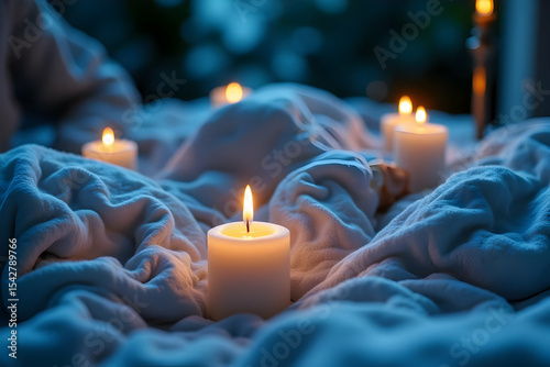 Tranquil Wellness Space with Candles and Soft Lighting for Relaxation and Massage Therapy