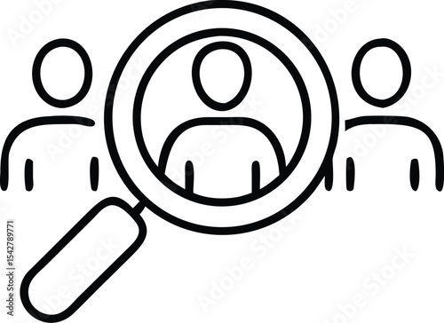Search job vacancy icon thin line style. Loupe career symbol on white isolated background. Find people employer business concept. editable stroke vector illustration eps10