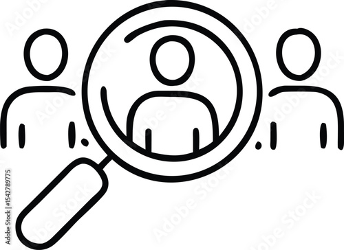 Search job vacancy icon thin line style. Loupe career symbol on white isolated background. Find people employer business concept. editable stroke vector illustration eps10