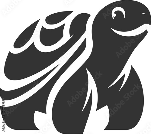 Drawing silhouette of a tortoise animal vector black