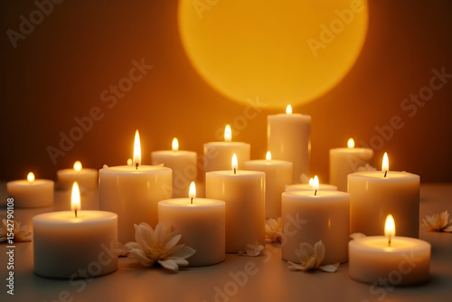 Serene Spa Escape: Candles Illuminating the Golden Hour in a Relaxing Atmosphere