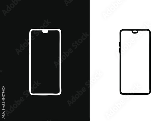 Smartphone mockup. Isolated from white and black backgrounds. with precision detail. android frameless design, vector Illustration
