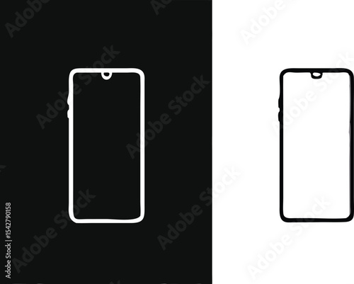 Smartphone mockup. Isolated from white and black backgrounds. with precision detail. android frameless design, vector Illustration