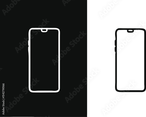 Smartphone mockup. Isolated from white and black backgrounds. with precision detail. android frameless design, vector Illustration