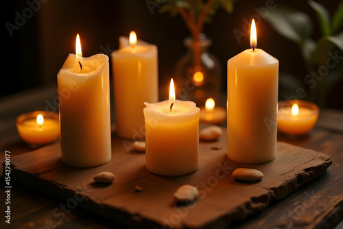 Calm and Peaceful Spa Recovery Space with Candles and Soft Lighting for Relaxation and Healing