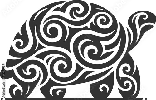 Drawing silhouette of a tortoise animal vector black