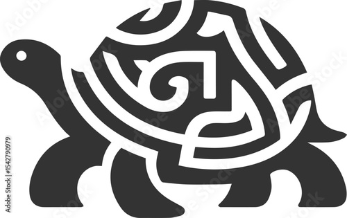 Drawing silhouette of a tortoise animal vector black