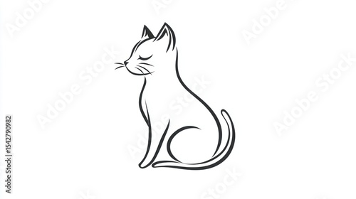 Simple minimalist cat tattoo in outline style