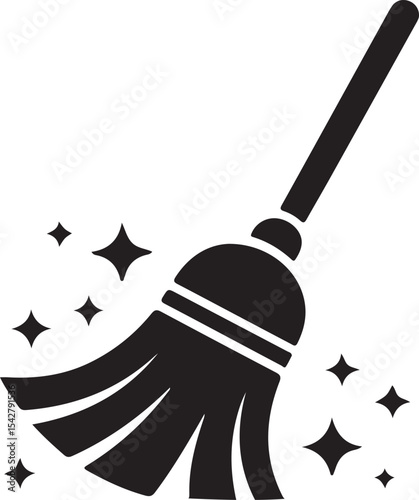 Sparkling Broom Vector Illustration for Cleaning and Household Concepts