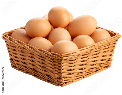 Wallpaper Mural Raw chicken eggs in a square basket isolated on white background. Suitable for marketing or business purposes. PNG file Torontodigital.ca