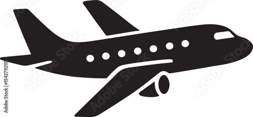 Black and White Airplane Icon for Travel Aviation