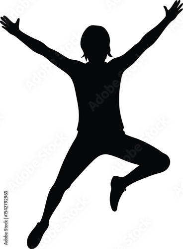 silhouette of a man jumping, Dynamic Jumper Silhouette