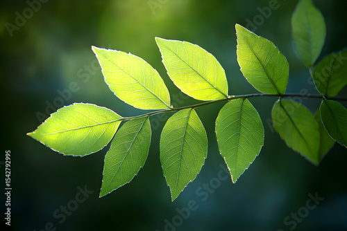 Backlit Ash Leaves: Translucent Green Veins Against Dark Forest