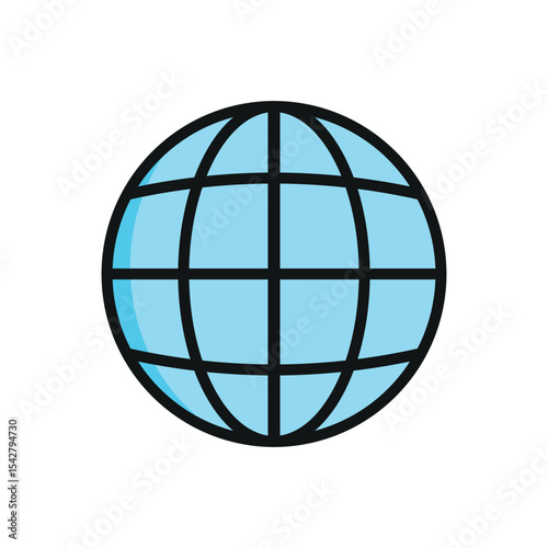 Globe with shaded continents and deep color contrast builds a rich and useful study icon.