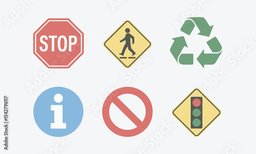 Collection of simple flat design traffic and information icons