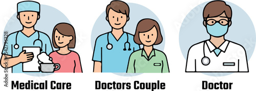 Healthcare professionals medical doctors couple and patient care