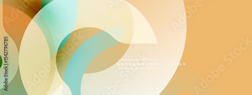 Abstract geometric shapes overlap. Soft colors create modern background. Minimalist design with smooth gradients, elegant composition.