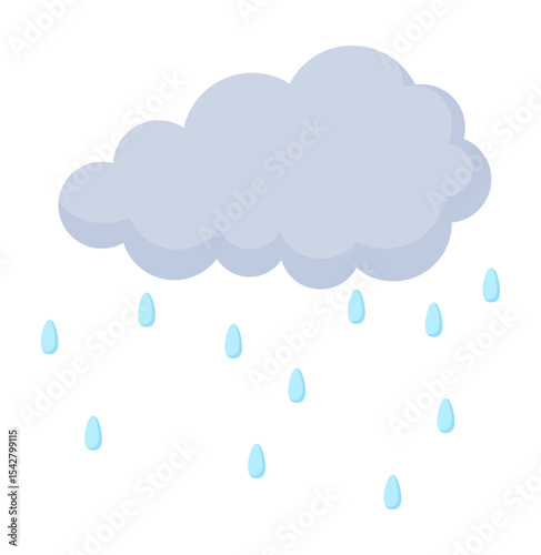 flat cloud and rain drops clipart weather illustration 