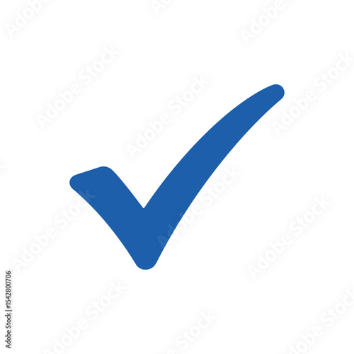 Blue check mark icon silhouette vector flat illustration design.