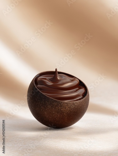 Luxurious Chocolate Sphere with Melting Ganache and Precision Cut
