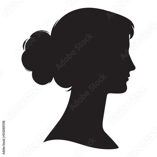 Classic Female Silhouette – Elegant Woman Profile Vector on White Background