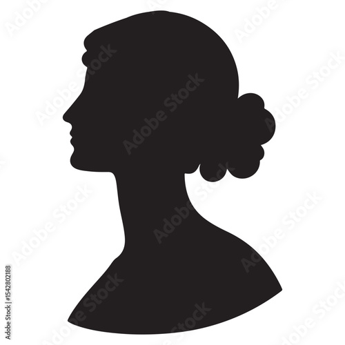 Classic Female Silhouette – Elegant Woman Profile Vector on White Background