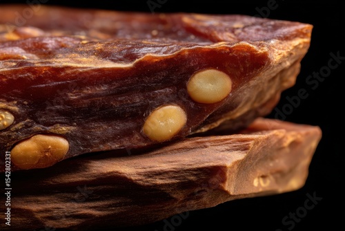 Close-Up of Dry Tamarind Block with Sticky Glossy Fibrous Pulp