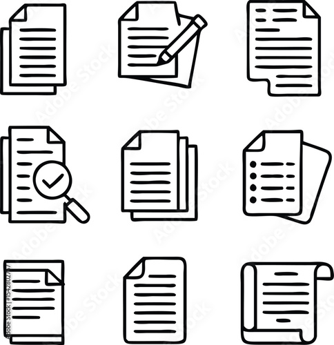 Clipboard Line Icons Collection, Task done, Project completed, Project reject, Clipboard data analysis, Clipboard with gear, Survey. Extra options, Application form and more, vector illustration