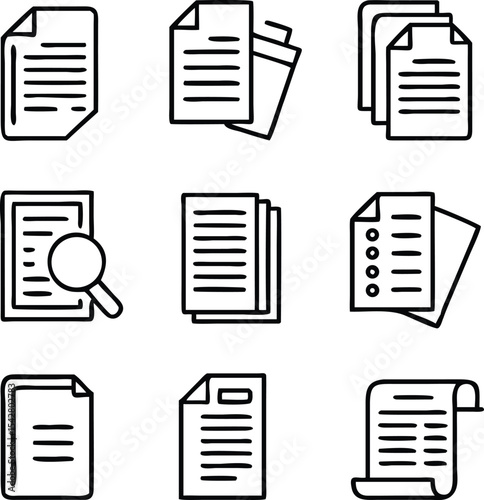 Clipboard Line Icons Collection, Task done, Project completed, Project reject, Clipboard data analysis, Clipboard with gear, Survey. Extra options, Application form and more, vector illustration