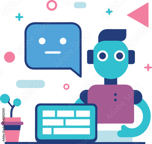 User Typing On Keyboard While Chatbot Responds
