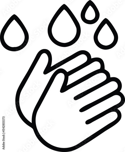 Hand washing icon in line style . Hygiene symbol, to clean germs, bacteria and viruses, isolated on white isolated background..
