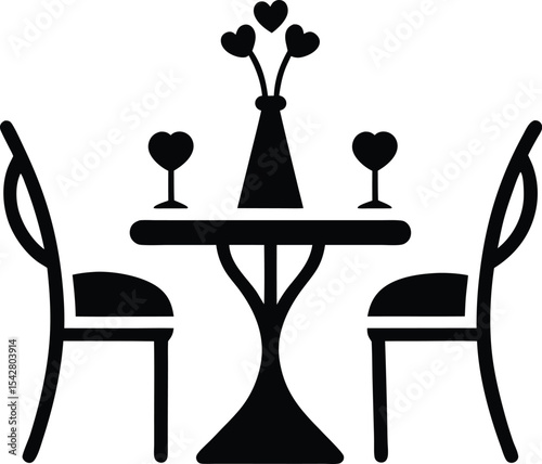 Romantic Dinner Table Setting Icon