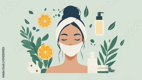 Vector design of skincare guide with icons for exfoliation, cleansing, and masks
