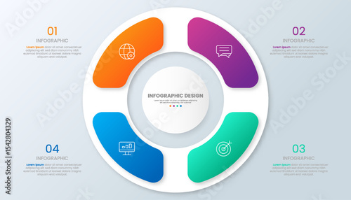 Circle shape infographic chart template with 4 options.