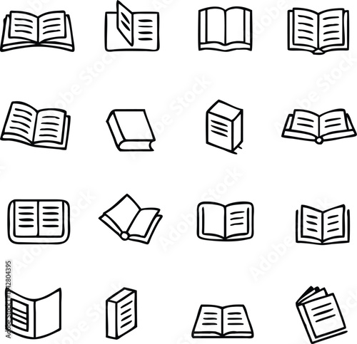 Book icon set in thin line style. book isolated on white background, learning business concept,