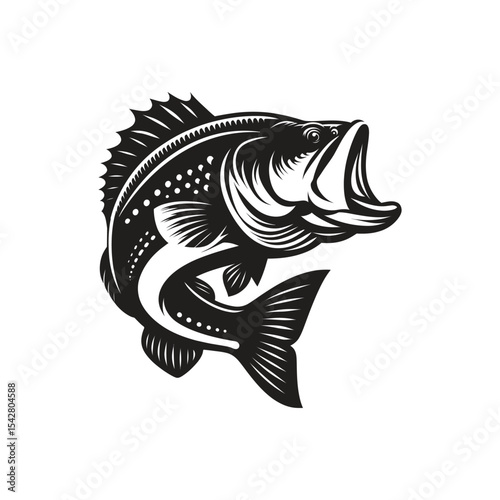 Fish vector illustration and tattoo-style design of a marine animal on a white background with decorative and tribal elements