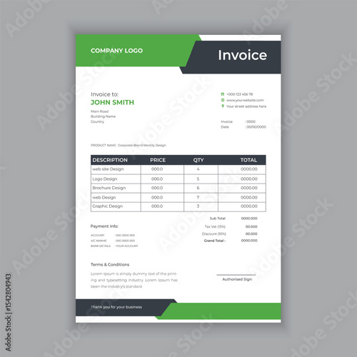 Invoice design template vector of print