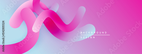 Abstract fluid shapes, pink hues blend with light blue. Modern design, smooth gradients create dynamic composition. Minimalist aesthetic.