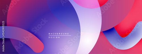 Abstract fluid shapes overlap, creating vibrant gradients. Purple, pink, blue hues dominate design. Modern aesthetic, smooth transitions.
