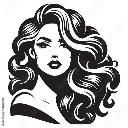 Vintage woman head 60s style, Young woman, Retro comics woman head illustration
