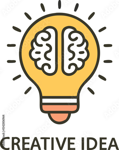 Creative idea in line icon, Creative brain light bulb logo vector illustration, Symbol of innovation, idea, mind, thinking, solution, education