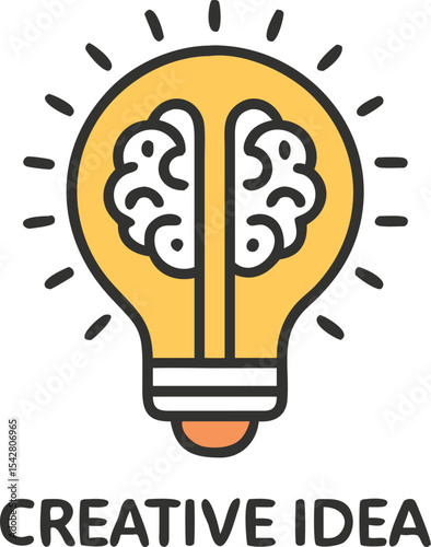 Creative idea in line icon, Creative brain light bulb logo vector illustration, Symbol of innovation, idea, mind, thinking, solution, education