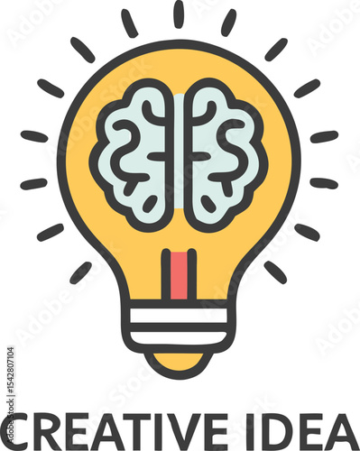 Creative idea in line icon, Creative brain light bulb logo vector illustration, Symbol of innovation, idea, mind, thinking, solution, education