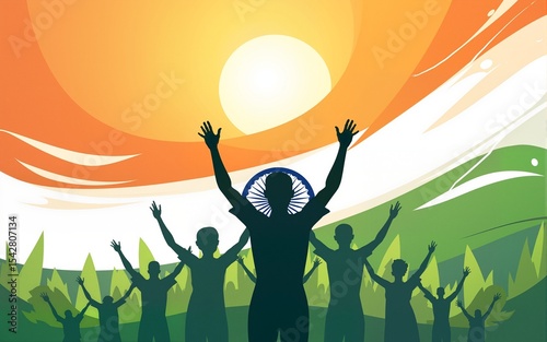Greeting of Independence day of india and remembring freedom fighters and martyrs. High quality
