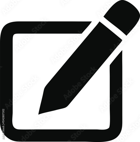 Edit text icon, pencil symbol isolated on white background, Vector Illustration