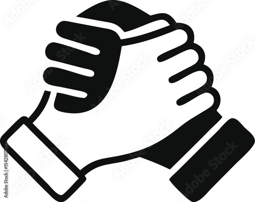 Soul brother handshake icon, thumb clasp handshake or homie handshake isolated on white background, friendship or deal business concept, vector icon for apps and websites