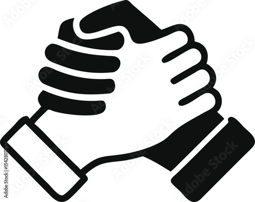 Soul brother handshake icon, thumb clasp handshake or homie handshake isolated on white background, friendship or deal business concept, vector icon for apps and websites